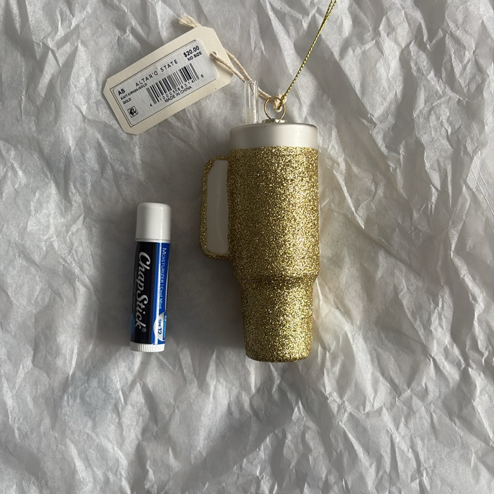 Sparkly Gold KAIT CUP (Stanley) Hanging Ornament - Picture 8 of 9